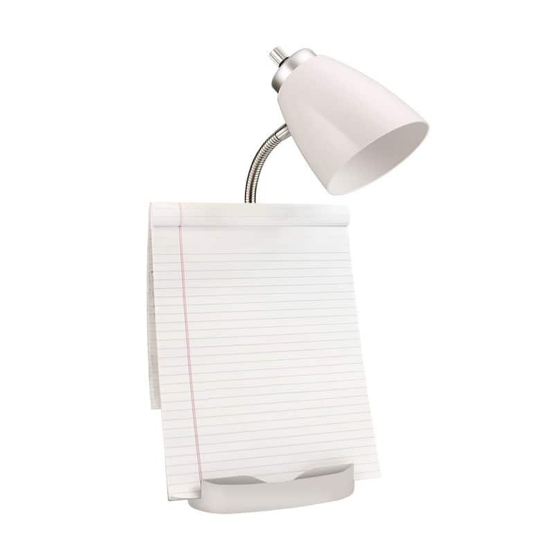 Limelights Gooseneck Organizer Desk Lamp w/ Holder & Charger, White