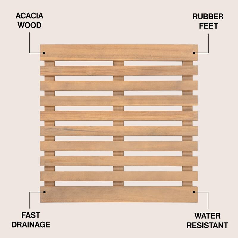 Paige Acacia Wood Slat Natural Indoor/Outdoor Shower Mat