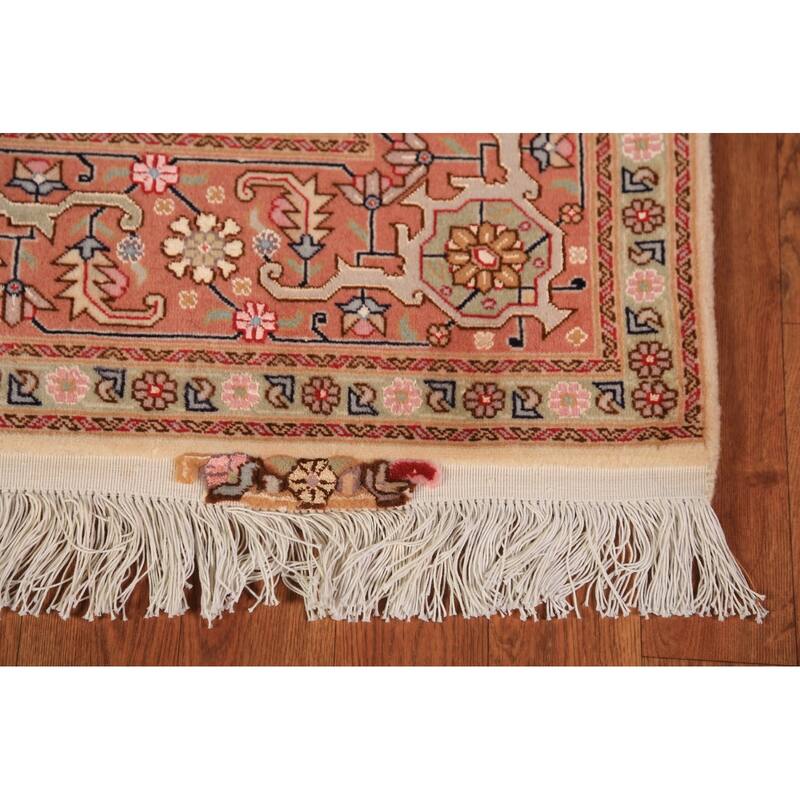 Geometric Tabriz Oriental Rug Handmade Wool Carpet - 5'1" x 6'11"