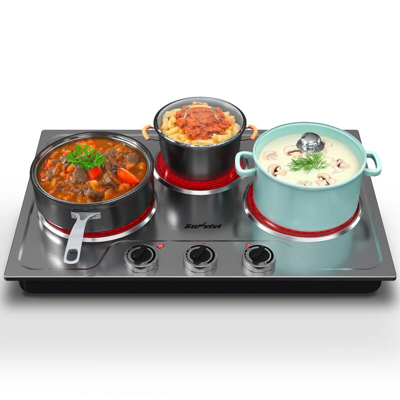 Three-burner portable electric ceramic stove