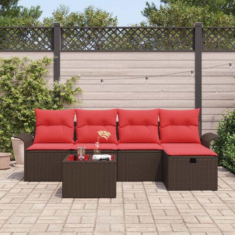 vidaXL 5/6 Piece Garden Sofa Set with Cushions - 98.8×46.1×27.2