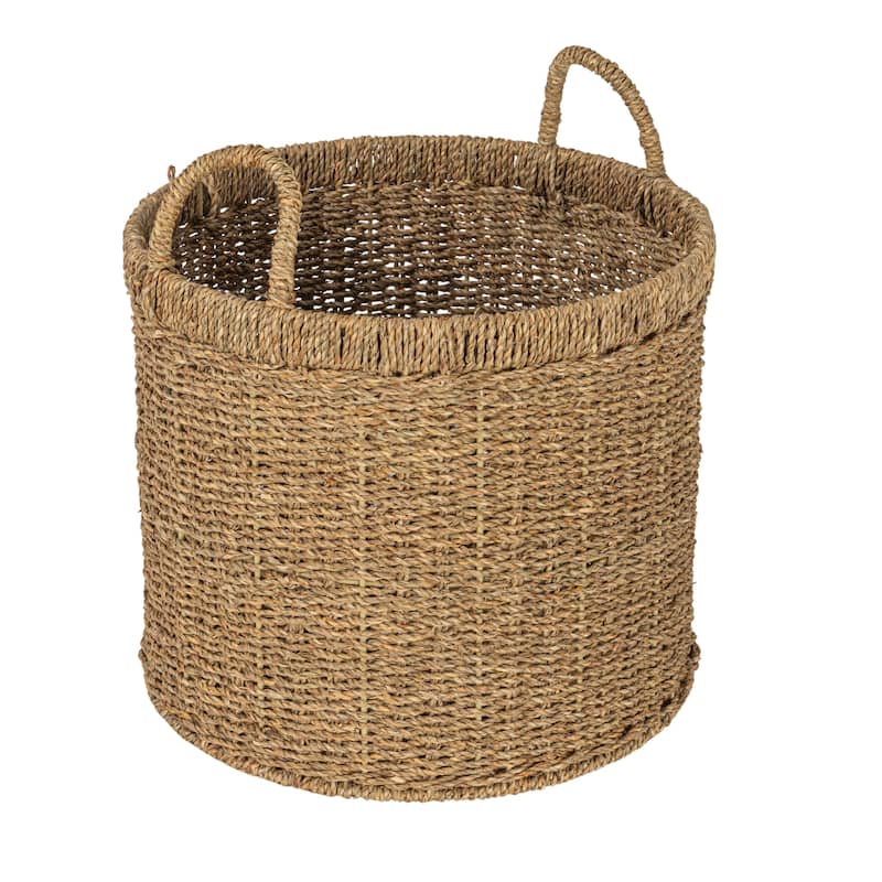 Household Essentials Seagrass Basket with Handles - 13.8"L x 13.8"W x 11.8"H