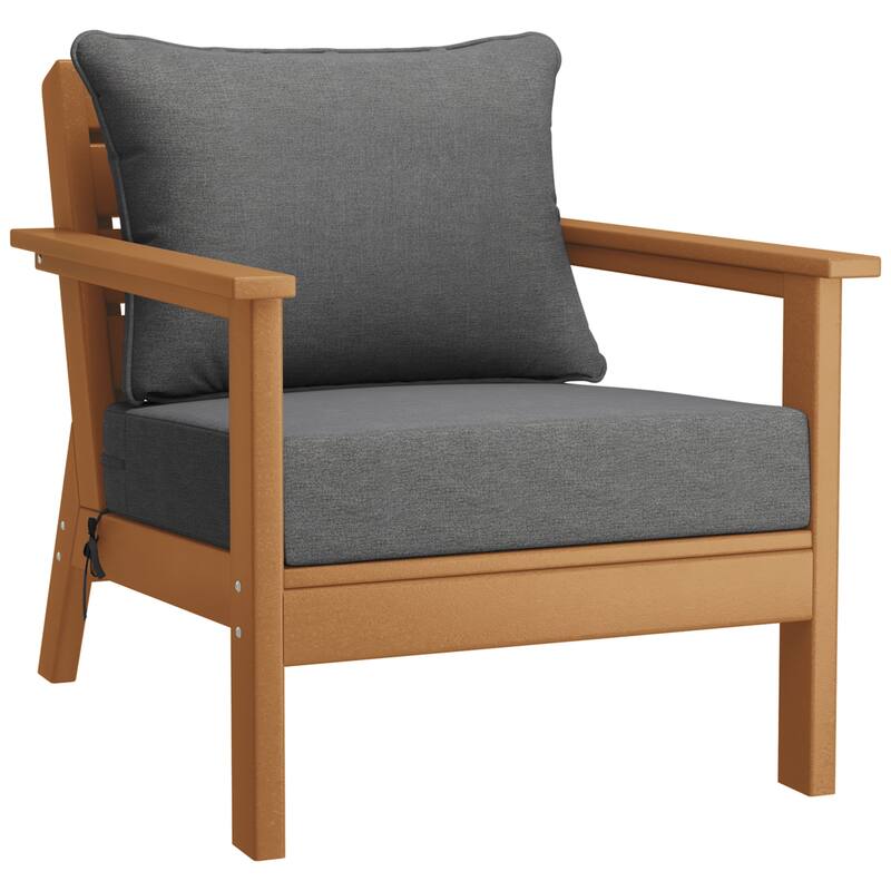 Birchwood All Weather HDPE Outdoor Patio Teak Deep Seating Conversation Set (5-Piece Set)