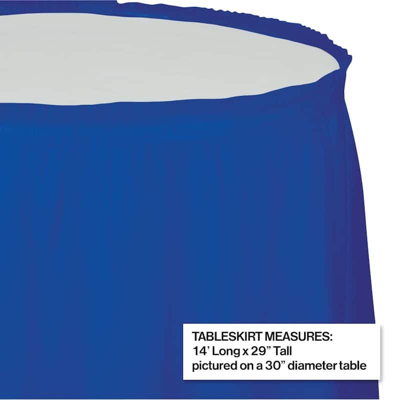 Pack of 6 Cobalt Blue Pleated Disposable Picnic Party Table Skirts 14'
