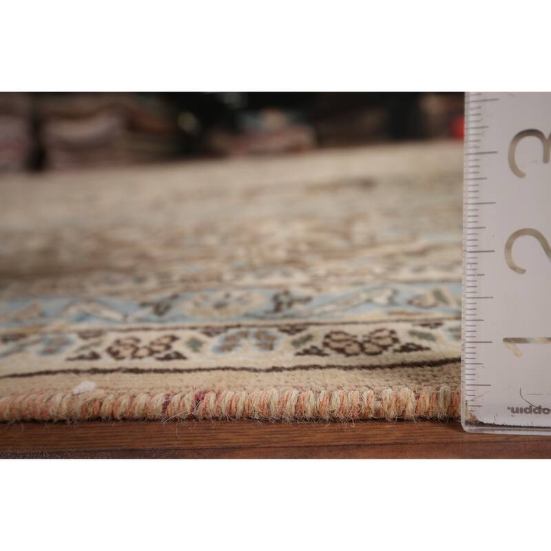 Traditional Mashad Vintage Persian Large Rug Handmade Pink Wool Carpet - 10'0" x 16'2"