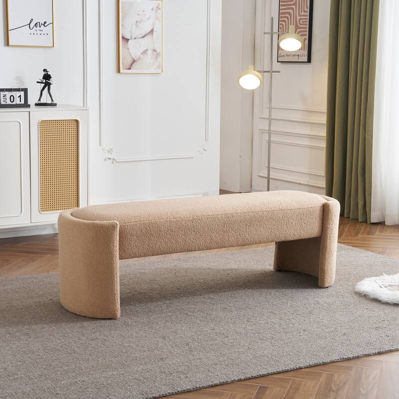 Elegant and Simple Long - shaped Ottoman Bench, Light Camel