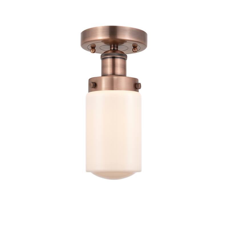 Innovations Lighting Edison Dover - 1 Light 7" Semi-Flush Mount - Antique Copper/Matte White