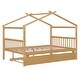 preview thumbnail 34 of 110, Creativity House Bed Twin/ Full Size Frame with Trundle for Boys Girls, Wood Platform Bed with Roof No Box Spring Needed