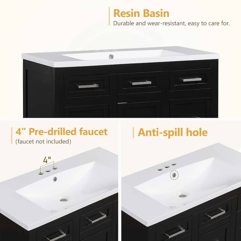 36" Bathroom Vanity Cabinet with Resin Sink