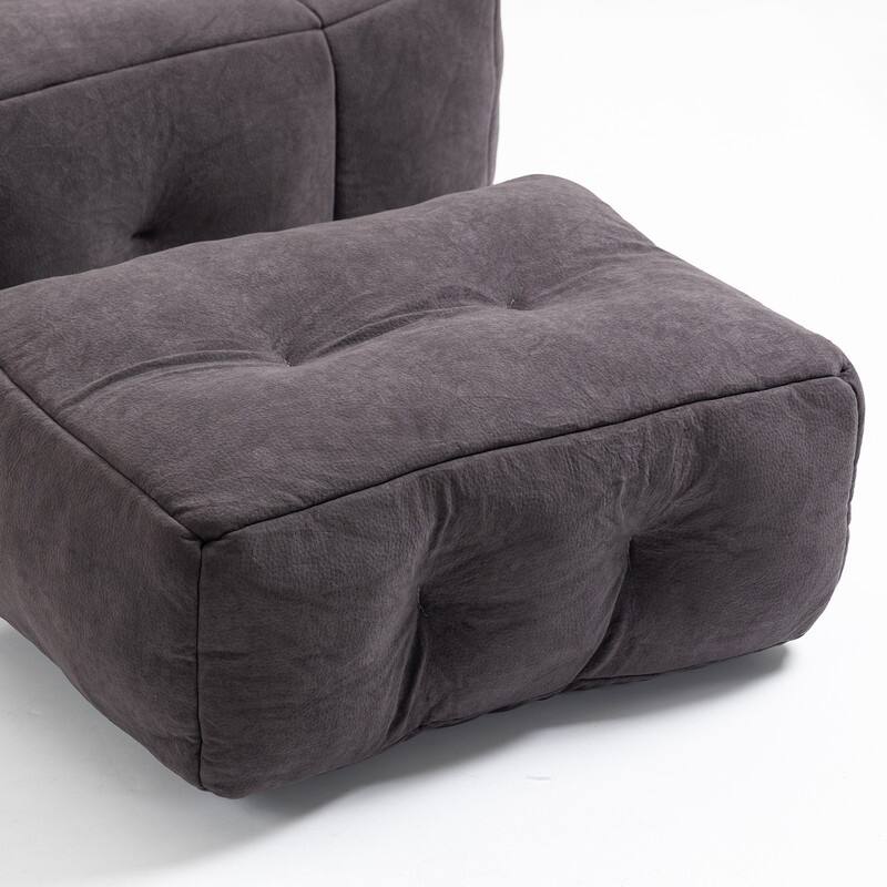 Fluffy Bean Bag Beanbag Chair with Memory Foam and Footrest