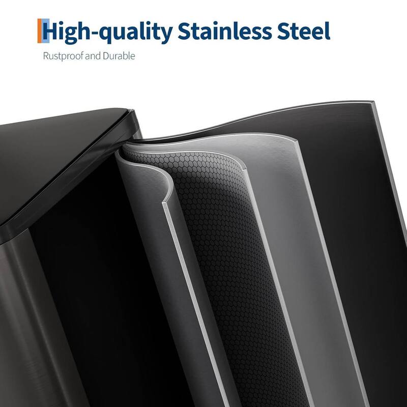 2 x 8 Gal Double Trash Can, Stainless Steel Dual Compartment Step-On Trash Can for Kitchen