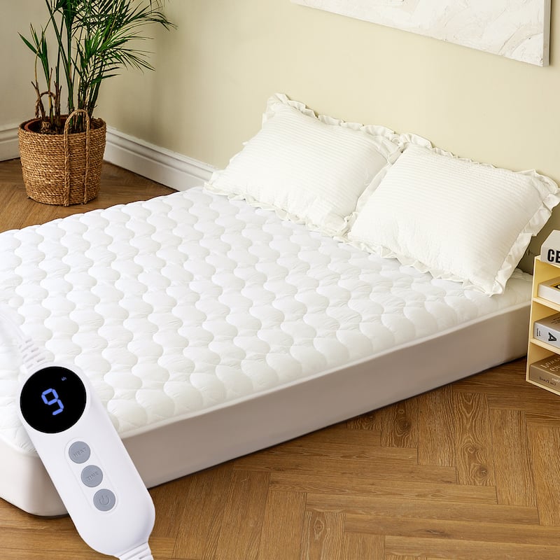 Temperature Regulating Electric Heated Mattress With Controllers - Full - White