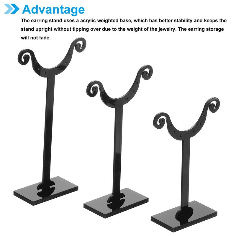 Earring Display Stand,6pcs Acrylic Earring Holder Earring Stands 8 Holes,Black - Black