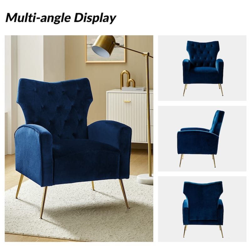 Abadiana Accent Tufted Chair with Metal Base by HULALA HOME