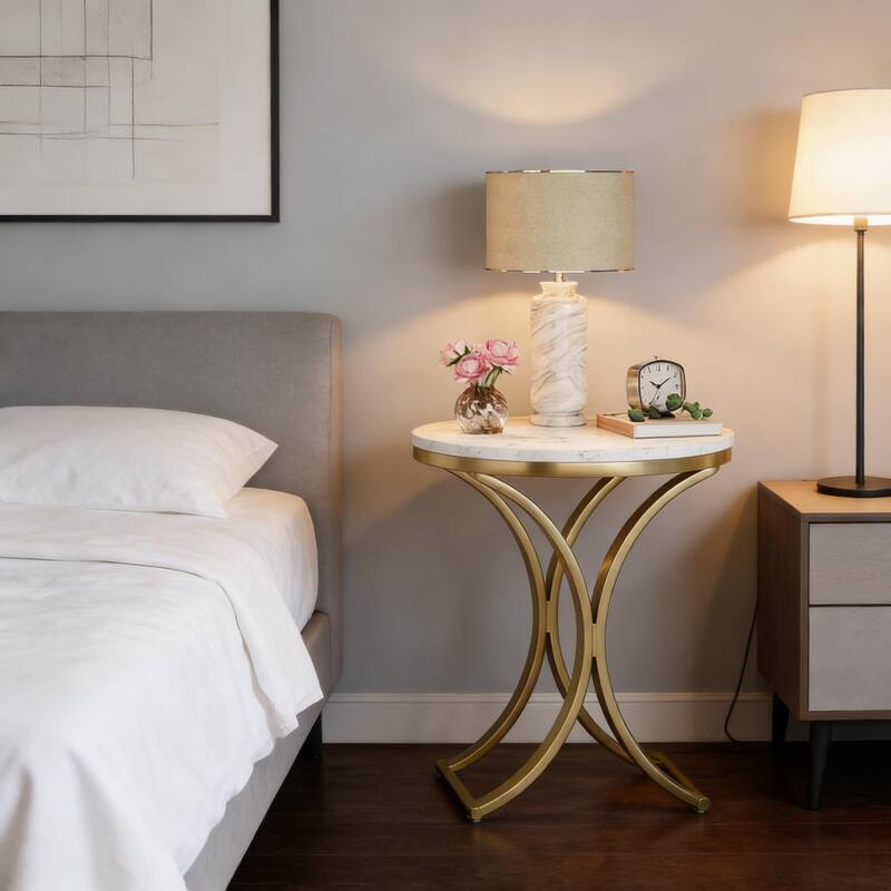 Versatile Design Sofa Side Table, Chic Round End Table, Narrow Coffee Table