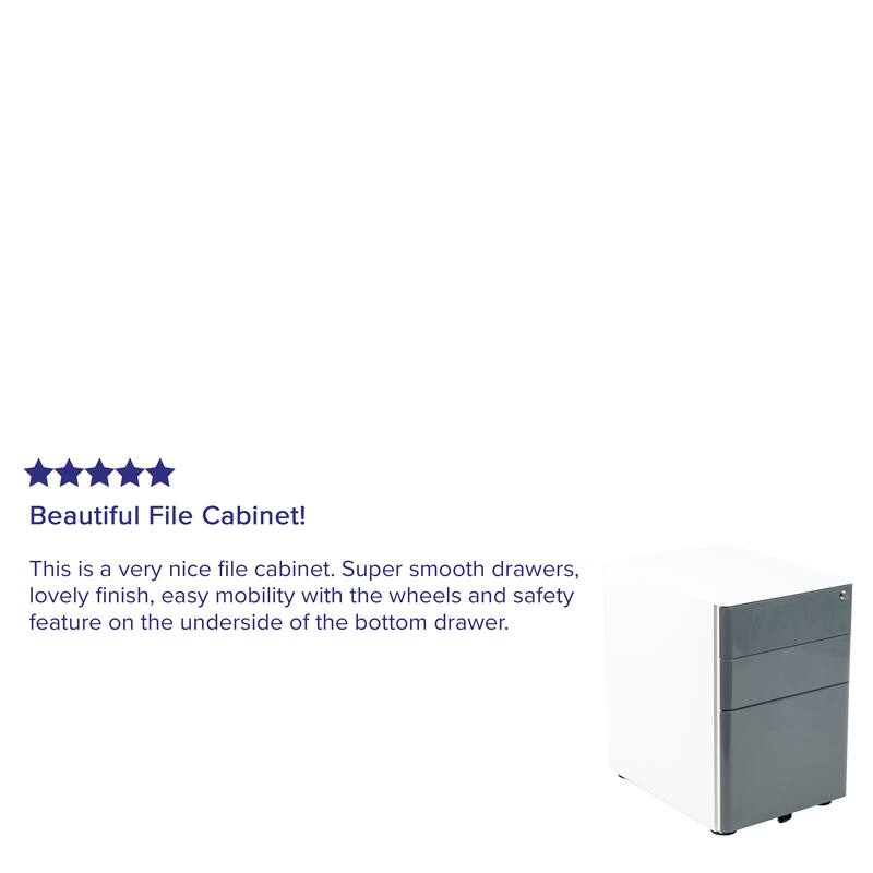 Modern 3-Drawer Mobile Locking Filing Cabinet Storage Organizer