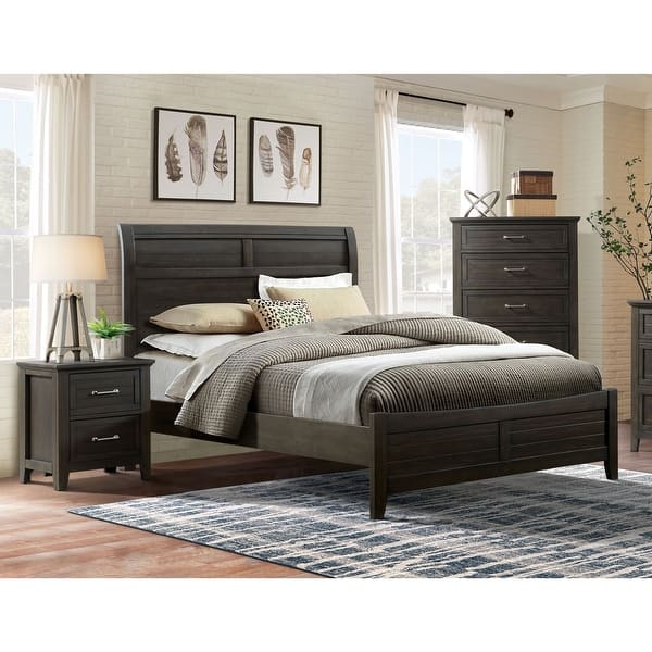 Inyx Transitional Walnut Wood 3piece Panel Bedroom Set with USB Port