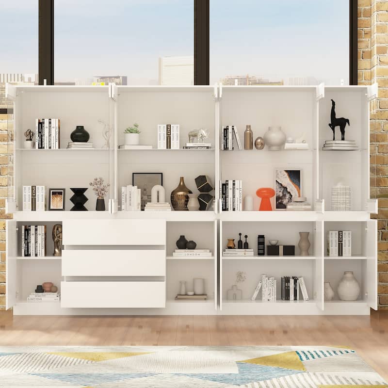 Modular Large display case,Bar Cabinet with glass doors,drawers,lights