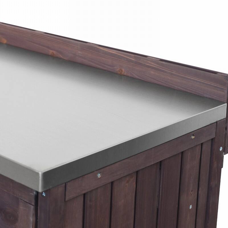 2-Piece Outdoor Kitchen Island Set with Stainless Steel Top and Sink, Drawer and Cabinets for Outdoor Storage w/ Wheels