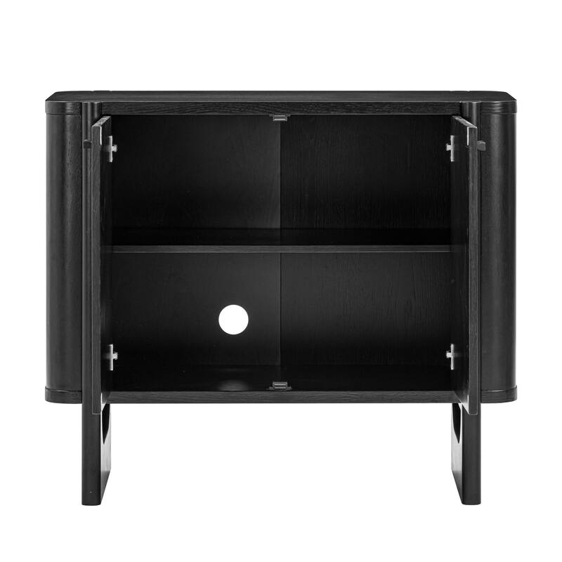 Solace Mid Century Modern Cabinet, Storage Accent Cabinet or TV Stand with Doors, Solid Wood Legs and Adjustable Shelf