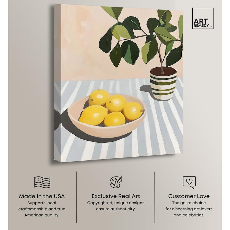 Lemon with Green Canvas by Art Remedy, Gallery Wrapped