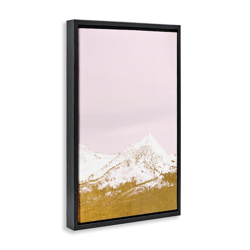Stupell Snowy Mountain on Pink Framed Floater Canvas Wall Art Design By Gemma Bardot