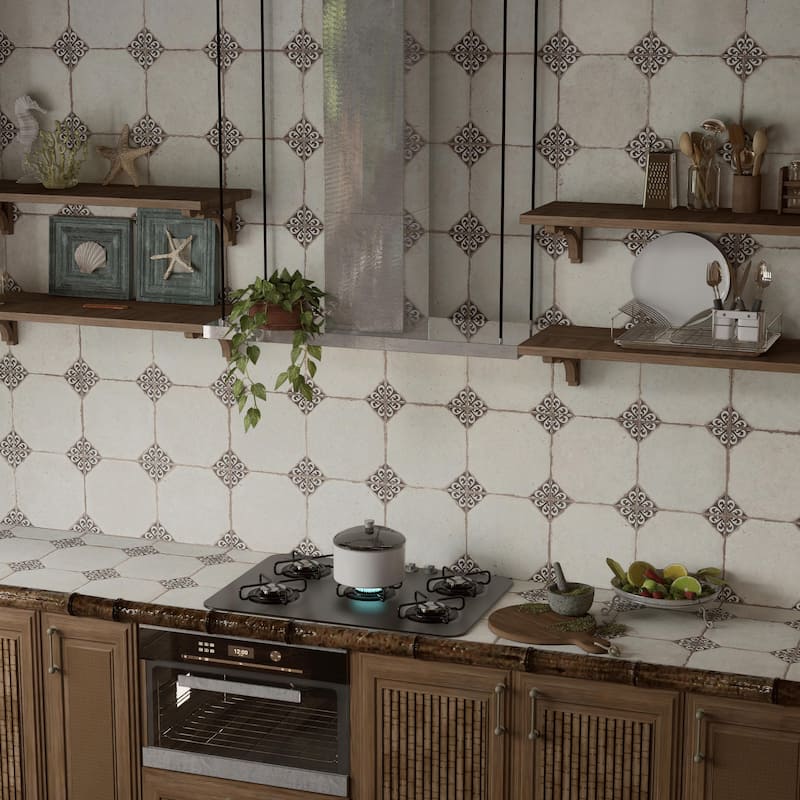Merola Tile Kings Field Black 17-3/4" x 17-3/4" Porcelain Floor and Wall Tile - Case (5 Tiles)
