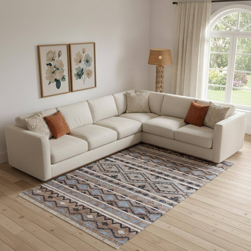 HomeRoots Geometric Bohemian Rectangle Area Rug - 6' X 9'