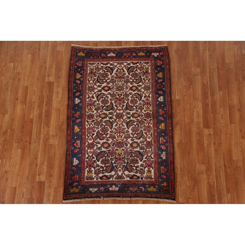 Vegetable Dye Traditional Floral Malayer Persian Wool Rug Hand-knotted - 3'4" x 5'0"