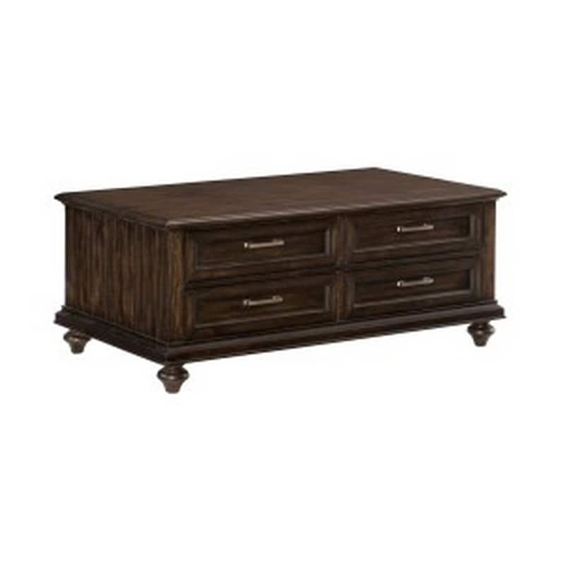 Berey 48 Inch Cocktail Coffee Table, 4 Drawers, Driftwood Brown Wood
