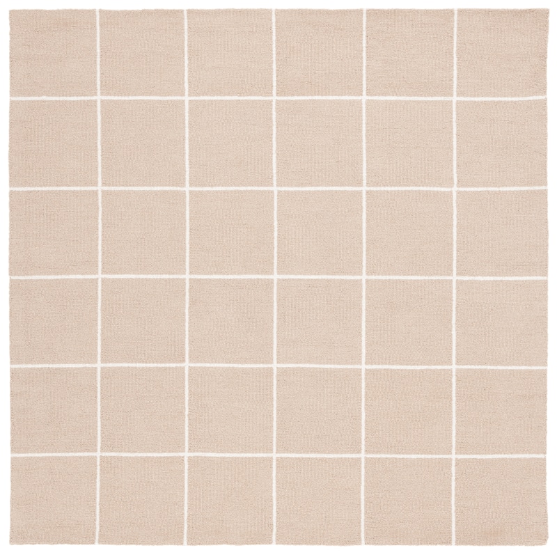 Martha Stewart by SAFAVIEH Alessya Checkered Grid Wool Rug - 6' Square - Beige/Ivory