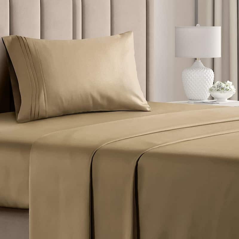 CGK Linens Brushed Microfiber Soft Wrinkle free 4 Piece Bed Sheet Set