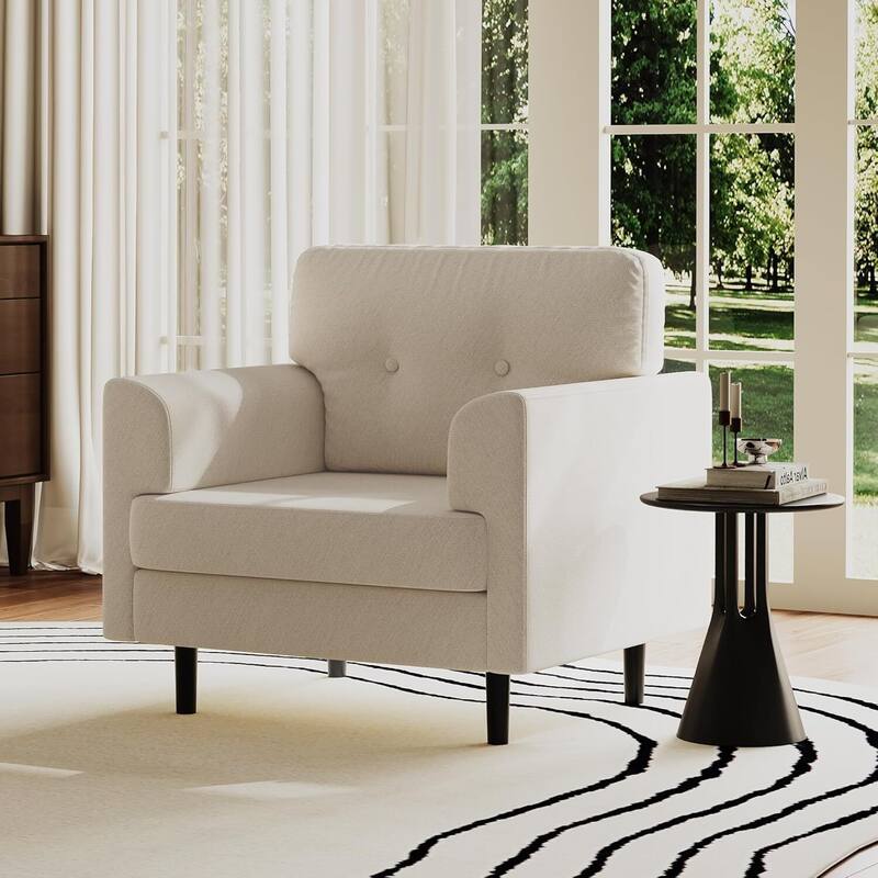 Modern Single Sofa, Upholstered Armrest Accent Chair for Living Room, Bedroom