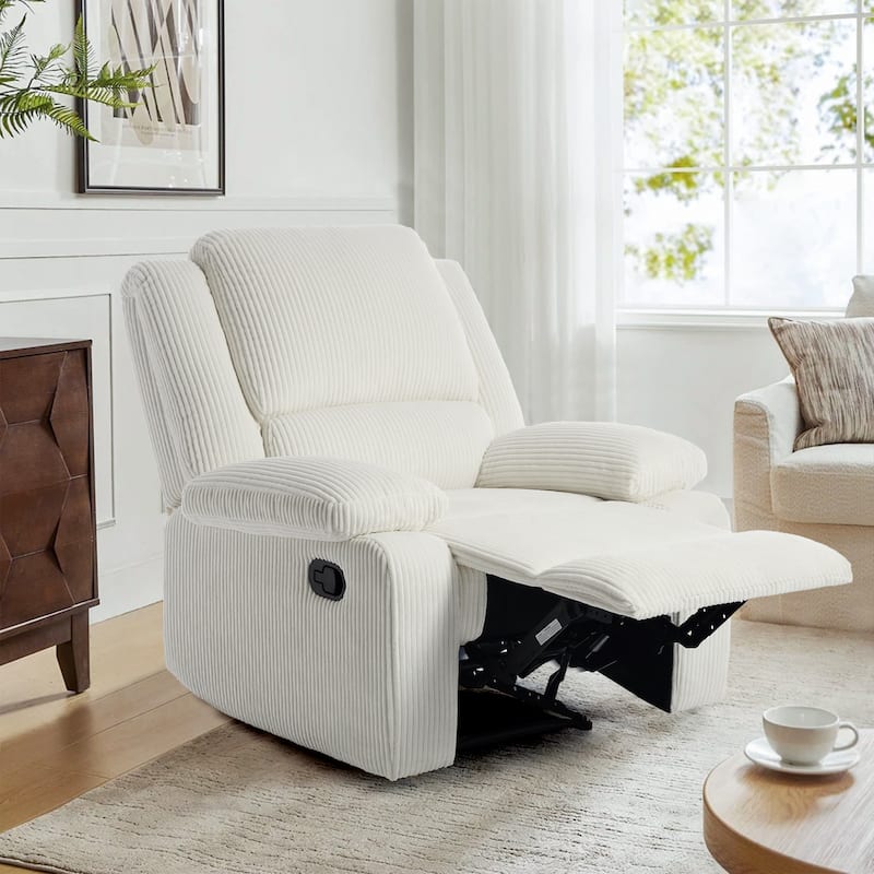 Corduroy Manual Recliner Glider Club Chair with Footrest