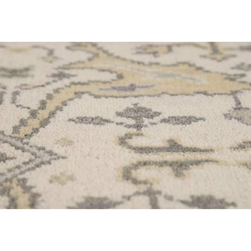 Ivory Gray Oushak Oriental Runner Rug Handmade Wool Carpet - 2'6"x 7'11"