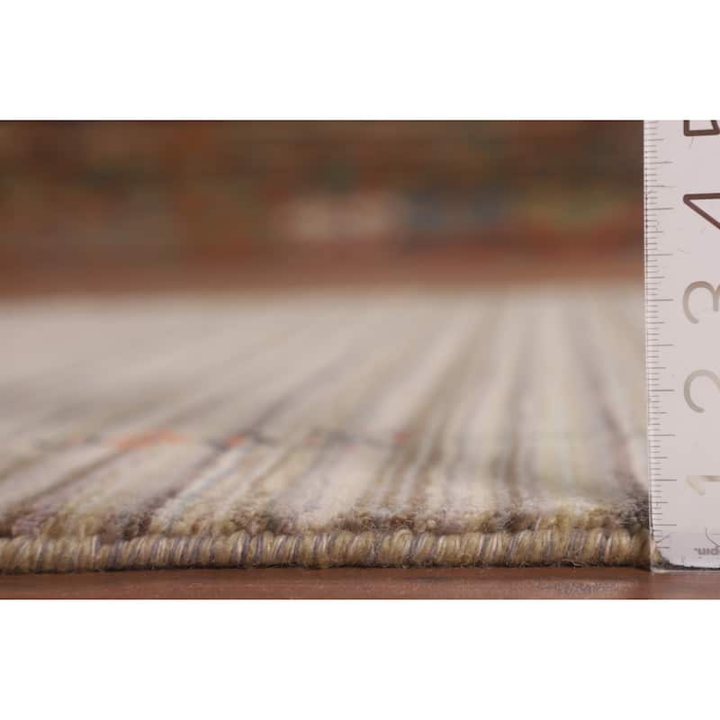 Striped Gabbeh Indian Area Rug Hand-Knotted Wool Carpet - 5'0"x 7'10"