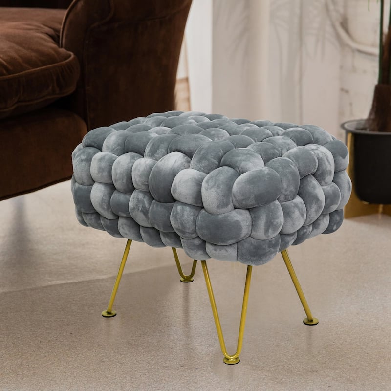Velvet Pouf Stool 27"x20"x20"