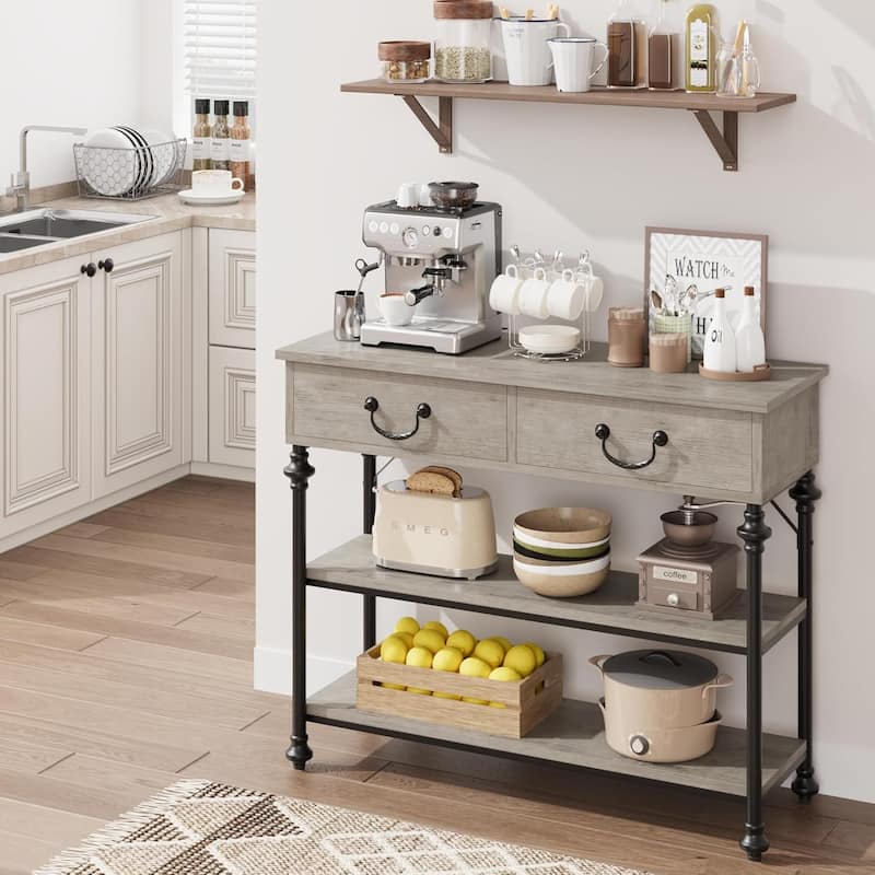 Small Entryway Table with 2 Drawers, Narrow Console Table with Storage Shelves for Living Room