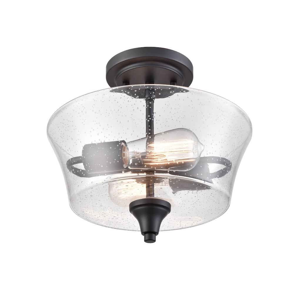 Millennium Lighting Caily 2 Light Semi-Flush Mount Ceiling Fixture in Multiple Finishes with Seeded Glass Shade