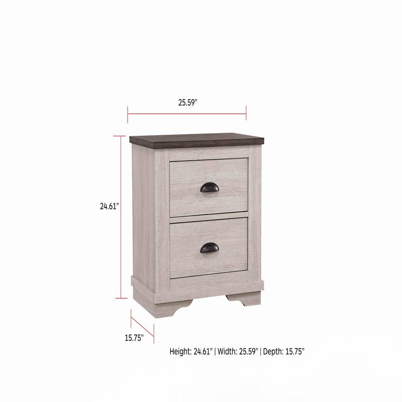 1pc Contemporary Two-Drawers Nightstand,Chalk Gray Color