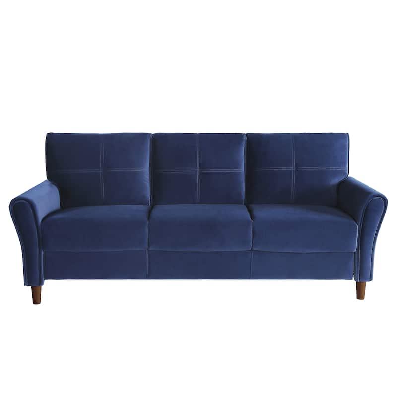 Velvet Upholstery Plush Tufted Sofa with Flared Arms, Solid Wood Frame - 1pc 80" Modern Living Room Couch