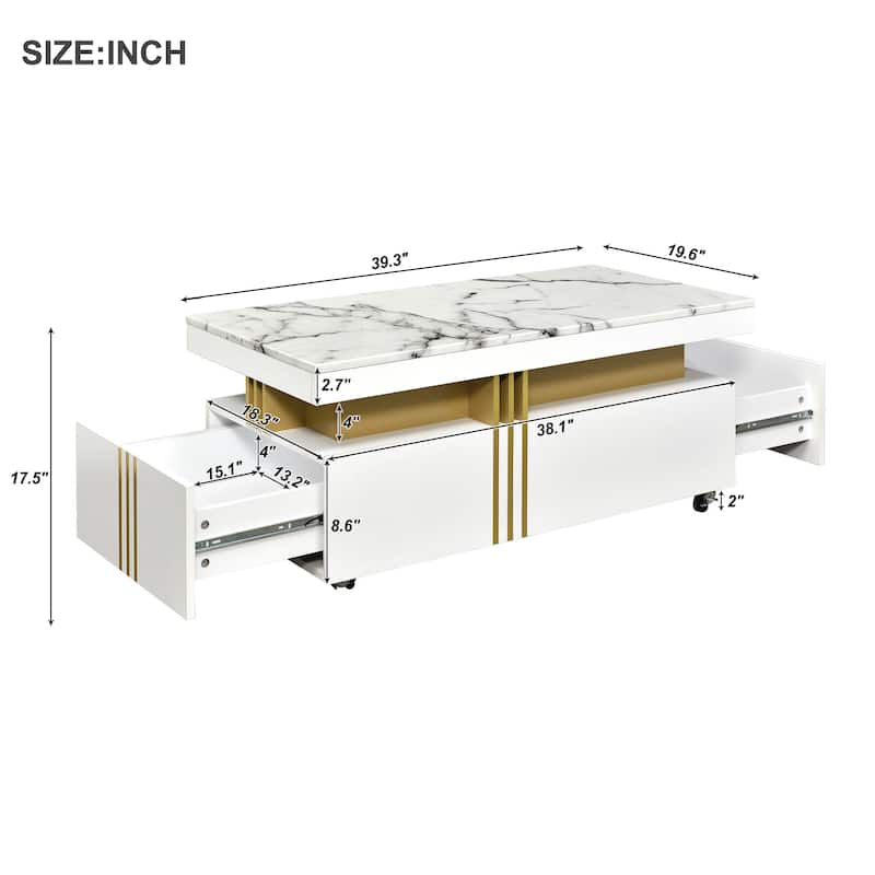 Contemporary Coffee Table with Faux Marble Top