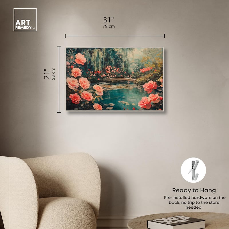 Rose Garden Bridge II Canvas by Art Remedy