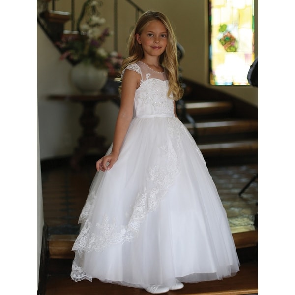 Angels Cap Sleeve Illusion Lace Dress 