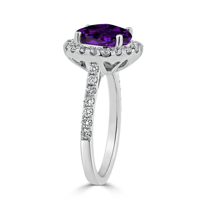 Auriya 2ct Fancy Round Purple Amethyst and Halo Diamond Engagement Ring 5/8ctw 14k Gold