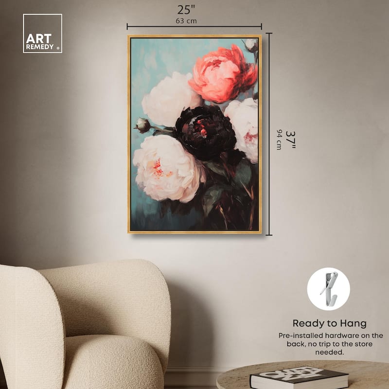 Three Shades of Peony I Canvas by Art Remedy