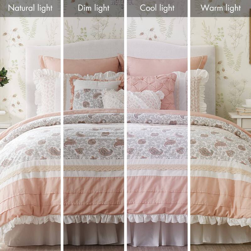 GDF Studio - Dawn 9-Piece Cotton Percale Comforter Set with Decorative Pillows