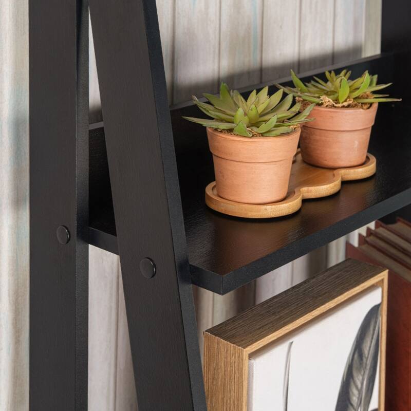 Madesa Modern 5-Tier Ladder Shelf Pantry Storage Space 24 Inch Free Standing Bookshelf Home Office Study Room and Kitchen