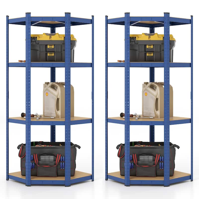 Gymax 2PCS 4-Tier Adjustable Garage Storage Utility Rack Corner - Blue