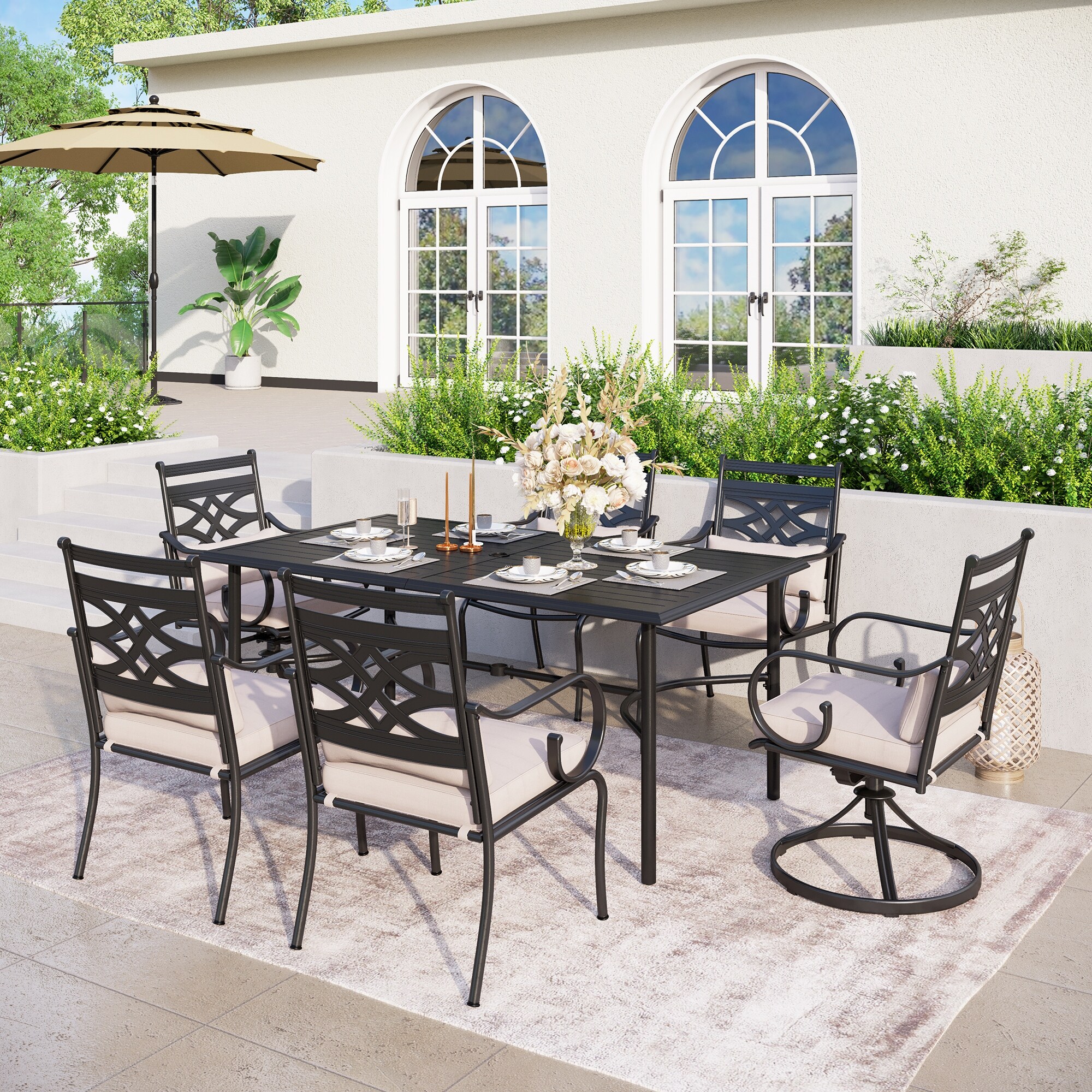 Wrought iron table and 6 chairs sales